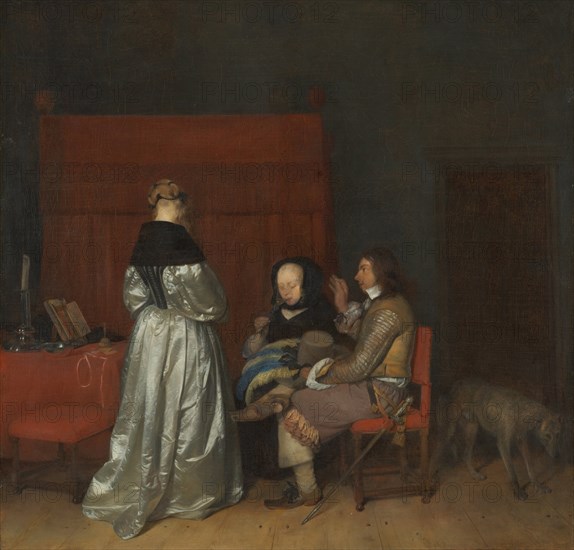 Three Figures conversing in an Interior (The Paternal Admonition), ca 1654. Artist: Ter Borch, Gerard, the Younger (1617-1681)