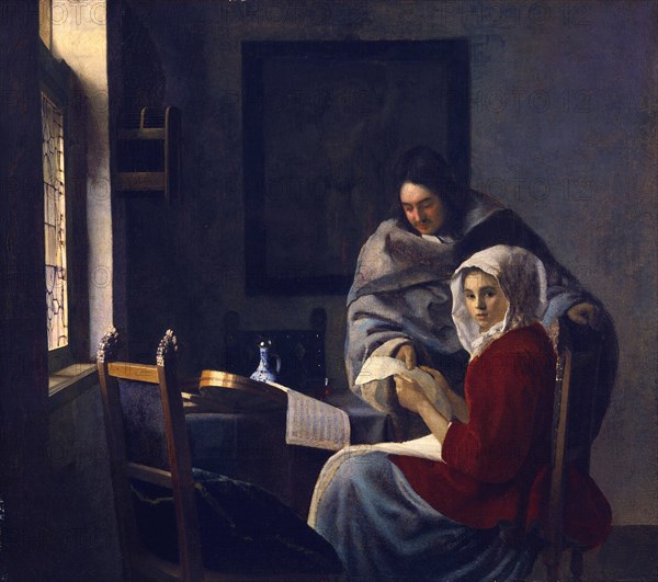 Girl interrupted at her music, c. 1660. Artist: Vermeer, Jan (Johannes) (1632-1675)