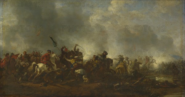 Cavalry attacking Infantry, 1656-1668. Artist: Wouwerman, Philips (1619-1668)
