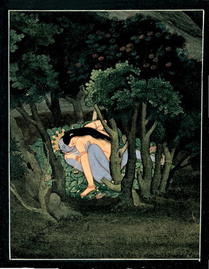 Krishna embraced by Radha, ca 1775. Artist: Indian Art