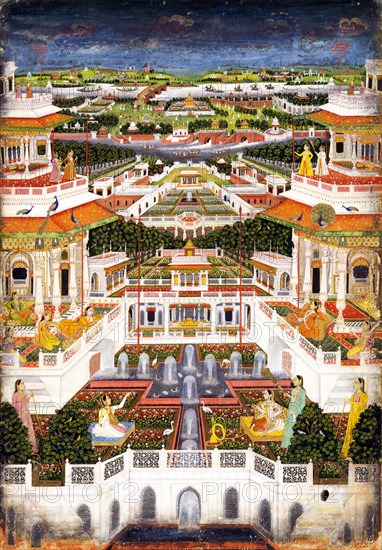 A Palace Complex with Harem Gardens, ca 1764-1765. Artist: Indian Art