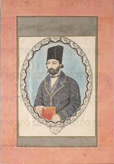 Portrait of a man with a Book, c. 1870. Artist: Aqa Bala (active Mid of 19th cen.)