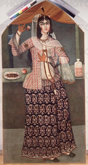 Woman Holding a Rose, Early 19th cen.. Artist: Iranian master