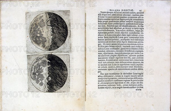 Leaf of book Sidereus Nuncius (Sidereal Messenger) by Galileo Galilei, 1610. Artist: Galilei, Galileo (1564-1642)
