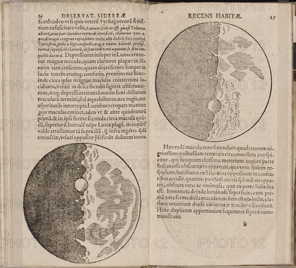 Leaf of book Sidereus Nuncius (Sidereal Messenger) by Galileo Galilei, 1610. Artist: Galilei, Galileo (1564-1642)