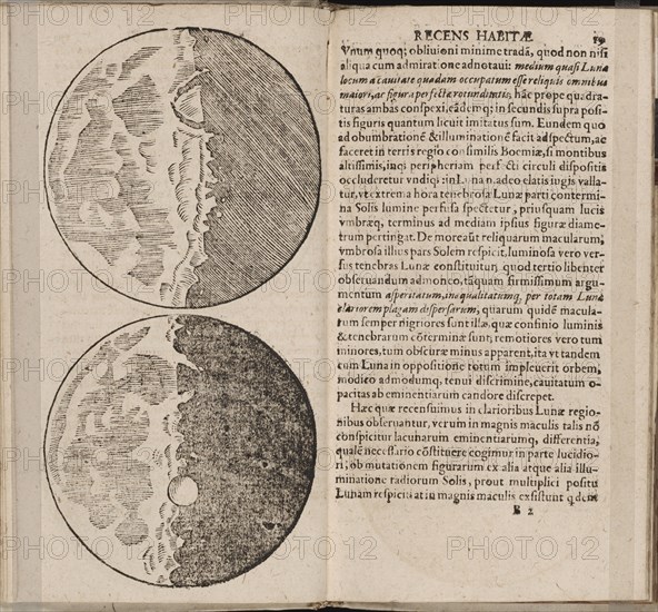 Leaf of book Sidereus Nuncius (Sidereal Messenger) by Galileo Galilei, 1610. Artist: Galilei, Galileo (1564-1642)