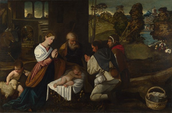 The Adoration of the Shepherds, c. 1525. Artist: Bernardino da Asola (1490-1535)