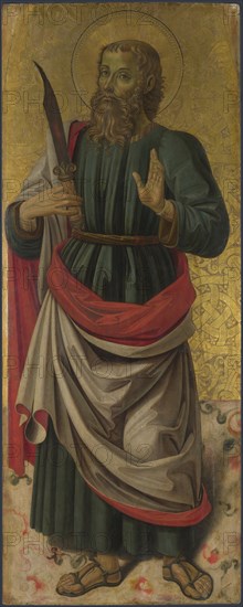 Saint Bartholomew (from Altarpiece: The Virgin and Child with Saints), ca 1475. Artist: Caporali, Bartolomeo (1420-1505)