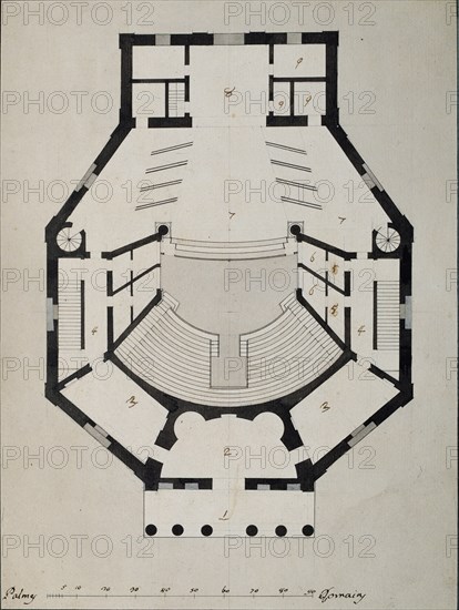Downstairs Floor Plan. Artist: Quarenghi, Giacomo Antonio Domenico (1744-1817)