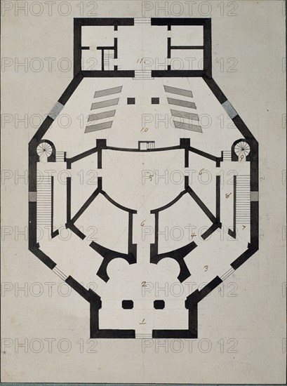 Upstairs Floor Plan. Artist: Quarenghi, Giacomo Antonio Domenico (1744-1817)