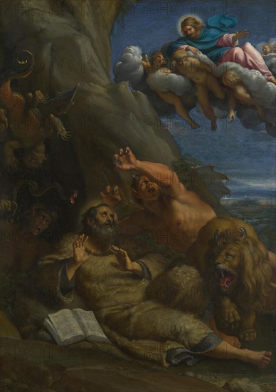 Christ appearing to Saint Anthony Abbot during his Temptation, c. 1598. Artist: Carracci, Annibale (1560-1609)