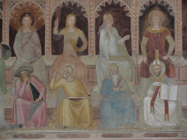 The allegorical figure of Theology. Detail of the Allegory of the Active and Triumphant Church and of the Dominican order, ca 1365. Artist: Andrea di Bonaiuto, (Andrea da Firenze) (1343-1377)