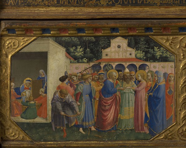 Mary and Joseph (The Annunciation retable with 5 Predella scenes), 1430-1432. Artist: Angelico, Fra Giovanni, da Fiesole (ca. 1400-1455)