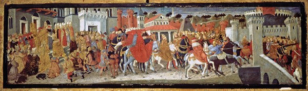 Frederick III and Leonora of Portugal in Rome, 1452. Artist: Giovanni di Ser Giovanni, (Lo Scheggia) (1406-1486)