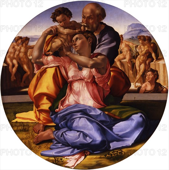 The Holy Family (The Doni Tondo). Artist: Buonarroti, Michelangelo (1475-1564)