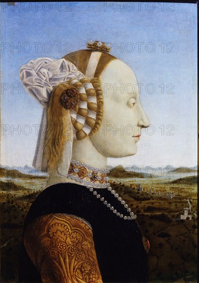 Portrait of Battista Sforza (From the Paired portraits of Federico da Montefeltro and his wife, the Duke and Duchess of Urbino), 1472. Artist: Piero della Francesca (ca 1415-1492)