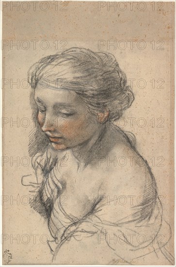 Bust of a Young Woman Turned to the Left, 1637. Artist: Cortona, Pietro da (1596-1669)