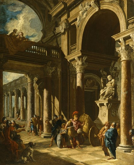 Alexander the Great Cutting the Gordian Knot, ca. 1718-1719. Artist: Panini, Giovanni Paolo (1691-1765)