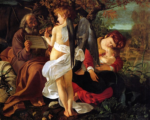 Rest on the Flight into Egypt, ca. 1597. Artist: Caravaggio, Michelangelo (1571-1610)