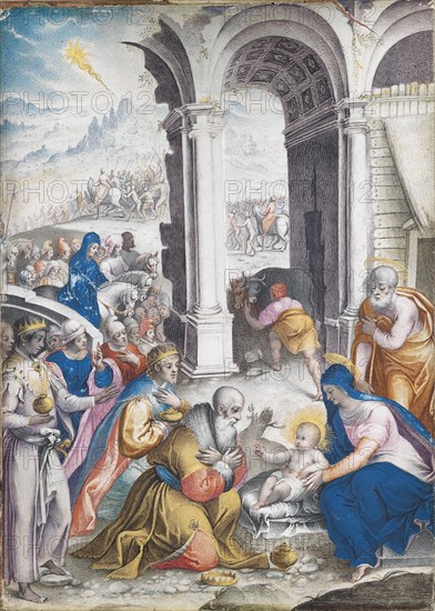 The Adoration of the Magi. Artist: Clovio, Giulio (1498-1575)