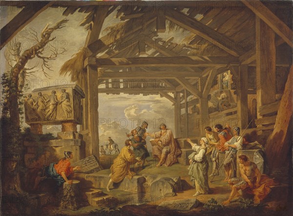Cumaean Sibyl prophesied the Birth of Christ, 1738. Artist: Panini, Giovanni Paolo (1691-1765)