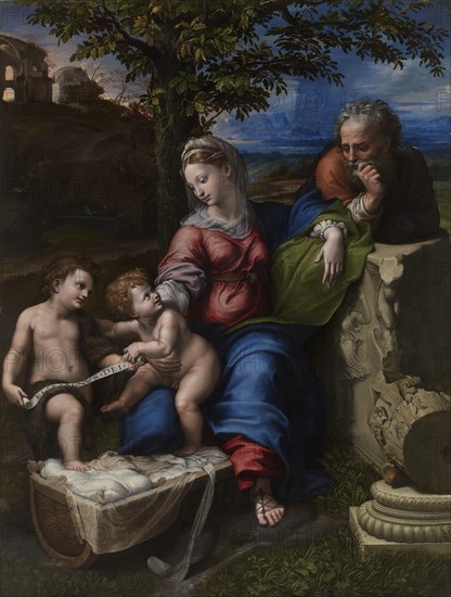 The Holy Family Under an Oak Tree, ca 1518. Artist: Raphael (1483-1520)