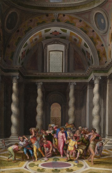 The Purification of the Temple, after 1550. Artist: Venusti, Marcello (1512/15-1579)