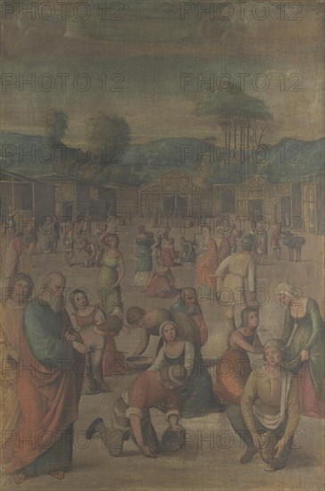 The Israelites gathering Manna (from the Story of Moses), after 1508. Artist: Costa, Lorenzo (1460-1535)