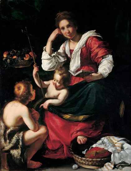 Virgin and child with John the Baptist as a Boy, c. 1620. Artist: Strozzi, Bernardo (1581-1644)