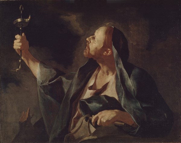 A man with a lamp and a whip (The Prophet Sophonias). Artist: Petrini, Giuseppe Antonio (1677-1759)