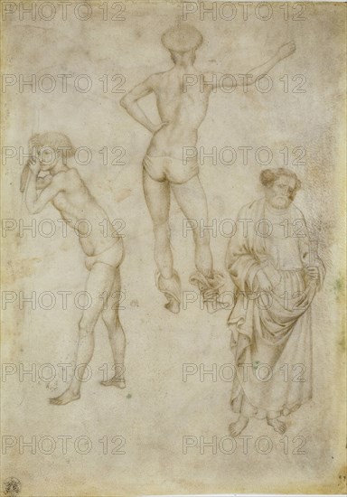 Two male figure studies and Saint Peter, 1430-1435. Artist: Pisanello, Antonio (1395-1455)