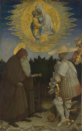 The Virgin and Child with Saints Anthony Abbot and George, c. 1440. Artist: Pisanello, Antonio (1395-1455)