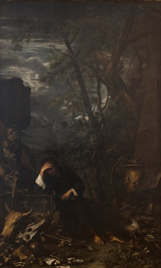 Democritus in Meditation, 1651. Artist: Rosa, Salvatore (1615-1673)