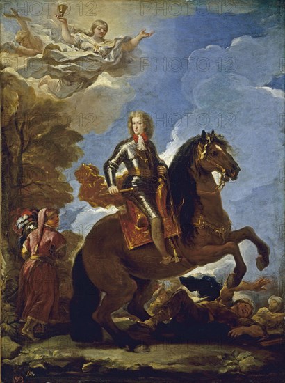 Equestrian Portrait of Charles II of Spain, before 1694. Artist: Giordano, Luca (1632-1705)
