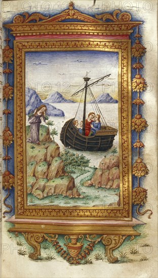 Oenone grieving at the sight of Paris with Helen (Illustration for The Heroides by Ovid), 1485-1499. Artist: Majorana, Cristoforo (active ca. 1480-1494)
