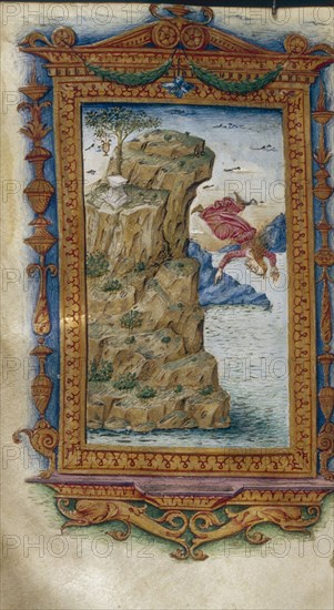 Sappho throwing herself into the sea (Illustration for The Heroides by Ovid), 1485-1499. Artist: Majorana, Cristoforo (active ca. 1480-1494)