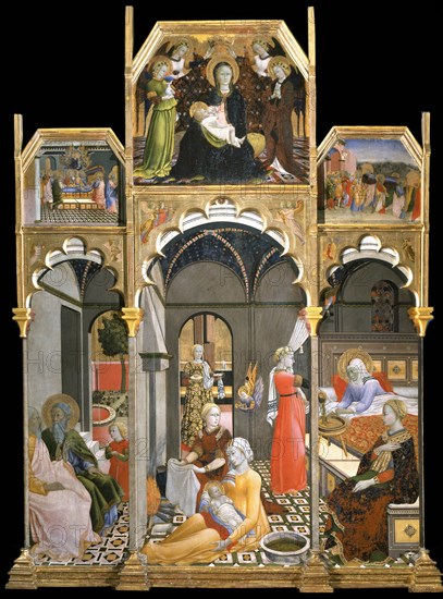 The Birth of the Virgin (Scenes from the Life of the Virgin), 1437-1439. Artist: Sano di Pietro (1406-1481)