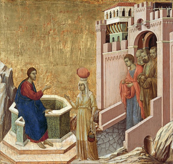 Christ and the Samaritan Woman, ca 1310. Artist: Duccio di Buoninsegna (ca 1255-1319)