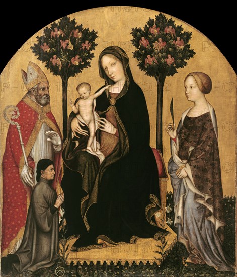 Mary Enthroned with the Child, Saints and a Donor. Artist: Gentile da Fabriano (ca 1370-1427)