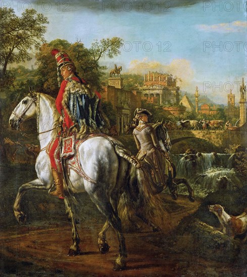 Equestrian Portrait of a Hussar Officer, 1773. Artist: Bellotto, Bernardo (1720-1780)