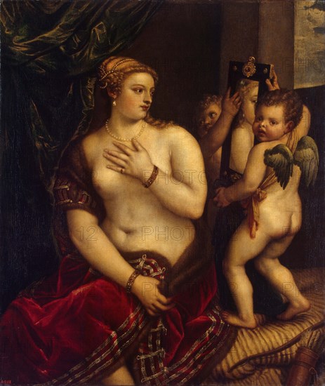 Venus with a Mirror, 1560. Artist: Titian, (School)