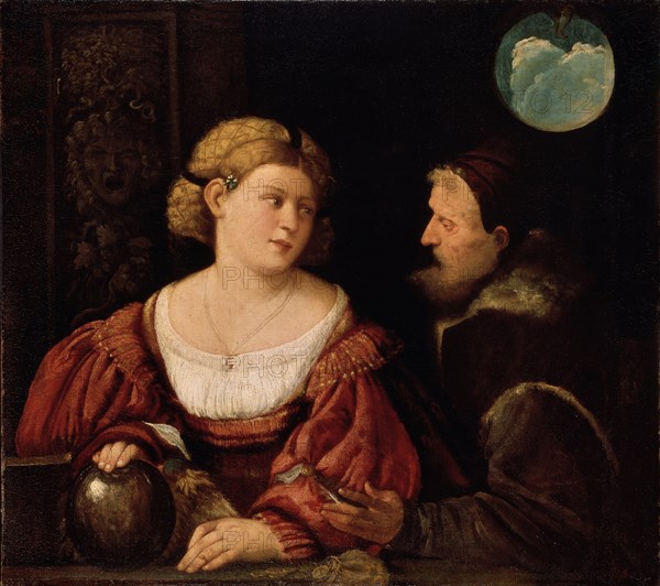 Seduction (Old Man and a Young Woman), 1515-1516. Artist: Cariani, Giovanni (ca. 1485-1547)