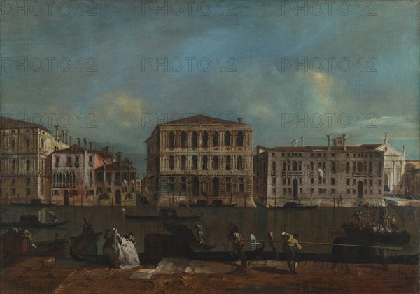 Venice. The Grand Canal with Palazzo Pesaro, 1755-1760. Artist: Guardi, Francesco (1712-1793)