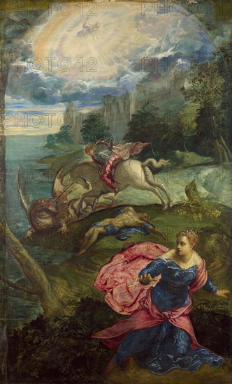 Saint George and the Dragon, ca 1555. Artist: Tintoretto, Jacopo (1518-1594)