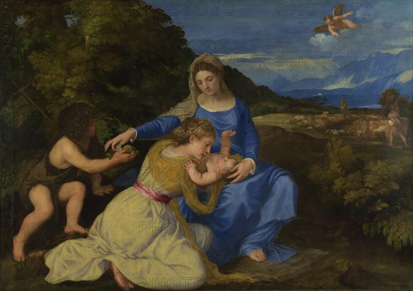 The Virgin and Child with the young Saint John the Baptist (The Aldobrandini Madonna), ca 1532. Artist: Titian (1488-1576)