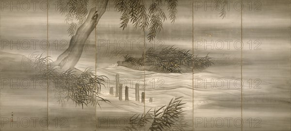 River Landscape with Fireflies, 1874. Artist: Bunrin, Shiokawa (1808-1877)