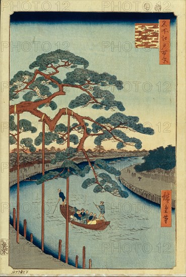 Five Pines and the Onagi Canal (One Hundred Famous Views of Edo), 1856-1858. Artist: Hiroshige, Utagawa (1797-1858)