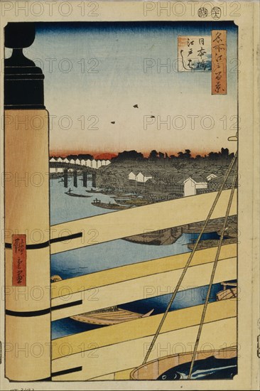 Nihonbashi and Edobashi Bridges (One Hundred Famous Views of Edo), 1856-1858. Artist: Hiroshige, Utagawa (1797-1858)