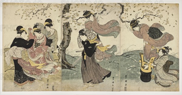 Flowers in the Wind, c. 1797-1800. Artist: Toyokuni, Utagawa (1769-1825)