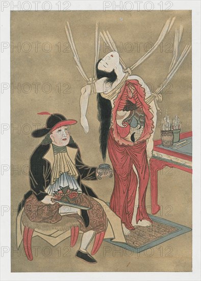 Dutch physician anatomizing a japanese woman, 18th century. Artist: Anonymous